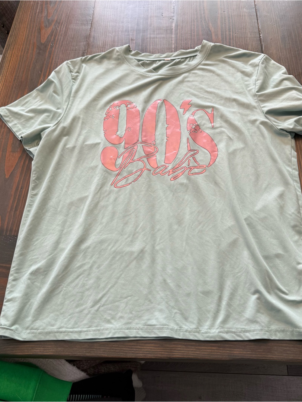 Source Unknown Mint Green "90's Baby" Graphic Tee with Pink Print
